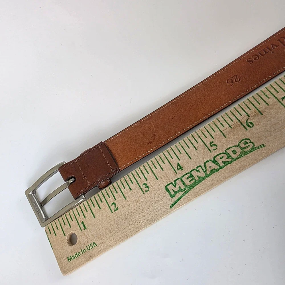 Vineyard Vines Brown Leather Belt Womens 26 Solid Brass Buckle Made in USA